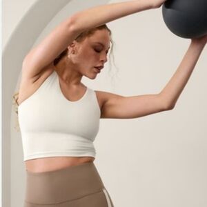 Athleta transcend v-neck crop tank / bra A-C cup, medium, abalone grey